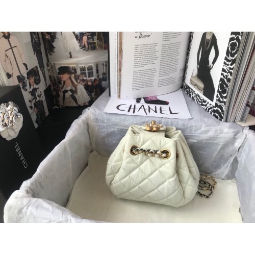 CHANEL Original Sac Corde en Cuir AS1802 Blanc