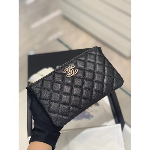 PETITE POCHETTE CHANEL Veau grainé Métal doré AP2968 NOIR
