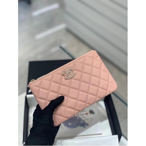 PETITE POCHETTE CHANEL Veau grainé Métal doré AP2968 Rose