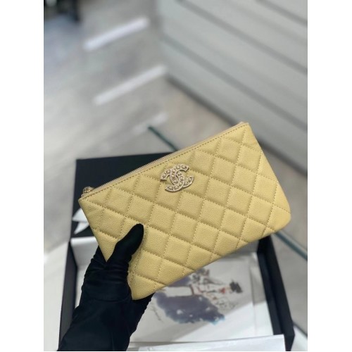 CHANEL PETITE POCHETTE Veau grainé Métal doré AP2968 jaune