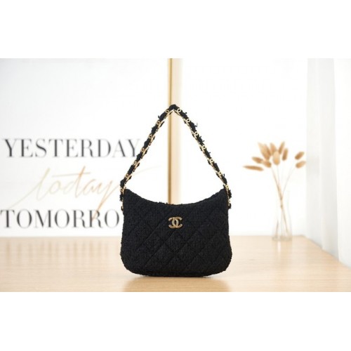 CHANEL PETIT Tweed Métal doré AS3562 NOIR