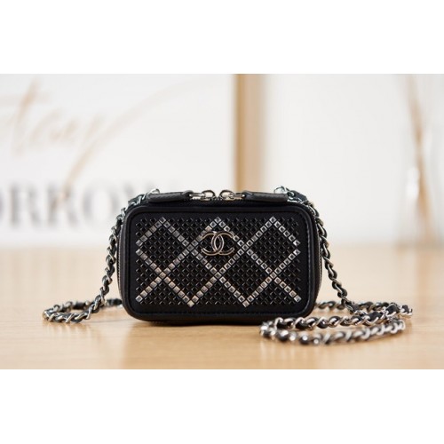 CHANEL PETIT VANITY AVEC CHAÎNE AS2856 noir