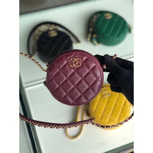 CHANEL Paquet de chaîne en peau de mouton A0725 Bordeaux
