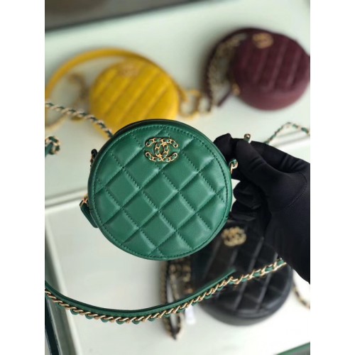 CHANEL Paquet de chaîne en peau de mouton A0725 vert