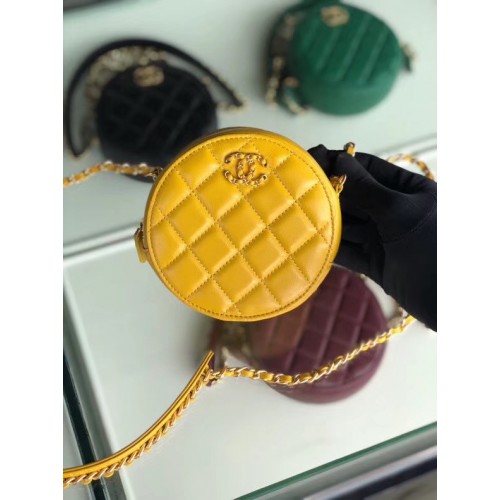 CHANEL Paquet de chaîne en peau de mouton A0725 jaune