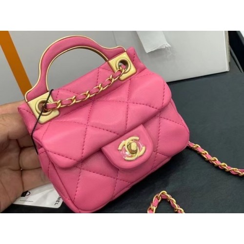 CHANEL Top Handle Micro Mini Wallet On Chain AP2271 rose