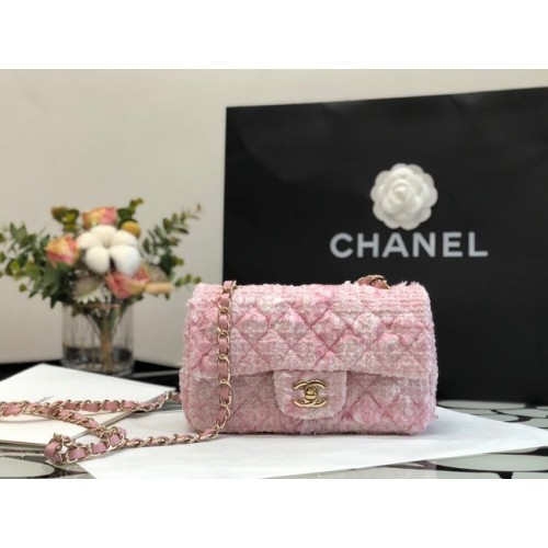 CHANEL Veau tressé Tweed Métal doré 1116 rose