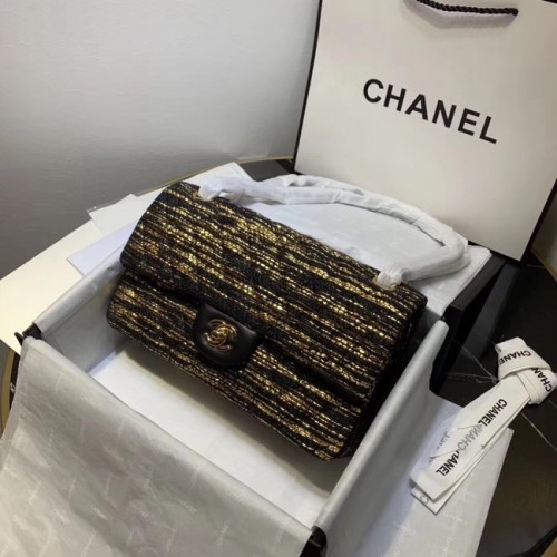 CHANEL Veau Tweed - Métal Doré 1112 noir