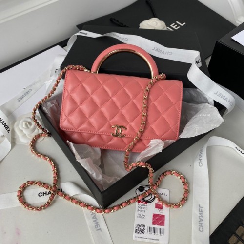 CHANEL PORTEFEUILLE SUR CHAINE Agneau Métal doré AP2844 rose