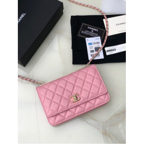 PORTEFEUILLE SUR CHANEL CHANEL Agneau Métal doré clair 80892 rose