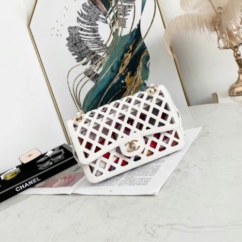 CHANEL mini sac à rabat AS2370 blanc