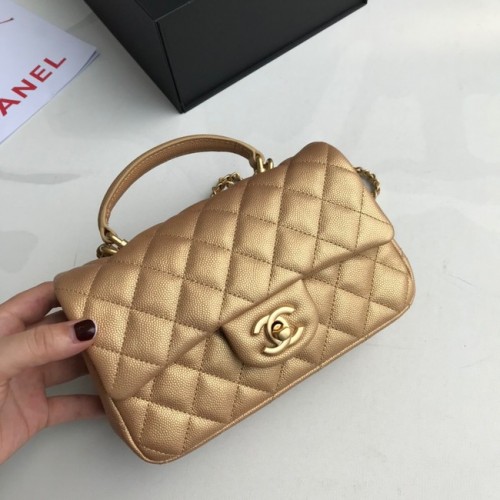 CHANEL mini sac à rabat avec poignée supérieure AS2431 or