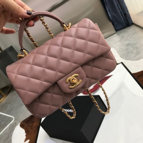 CHANEL mini sac à rabat avec poignée supérieure AS2431 rose