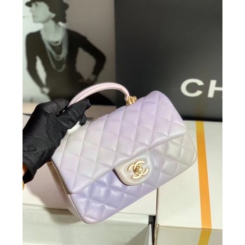 CHANEL mini sac à rabat avec poignée supérieure AS2431 arc-en-ciel
