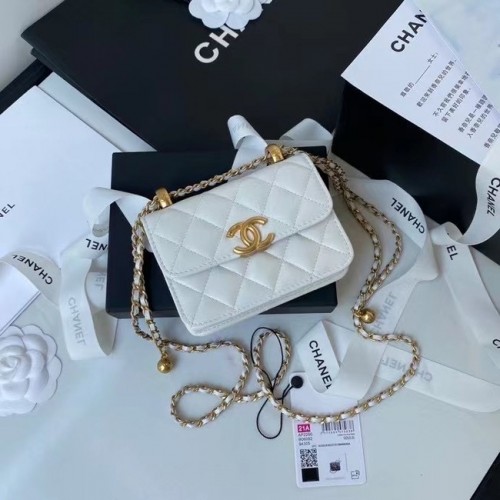 CHANEL mini portefeuille sur chaine AP2290 blanc