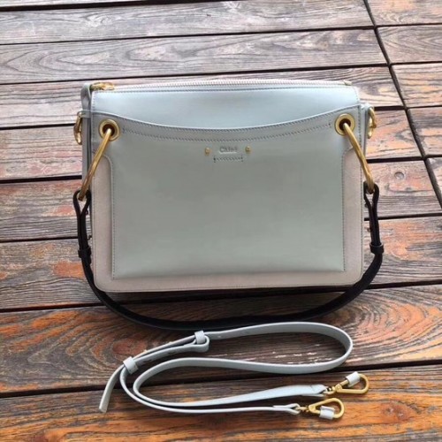 CHLOE Roy en cuir et suède Sac à bandoulière moyen 20656 Bleu clair