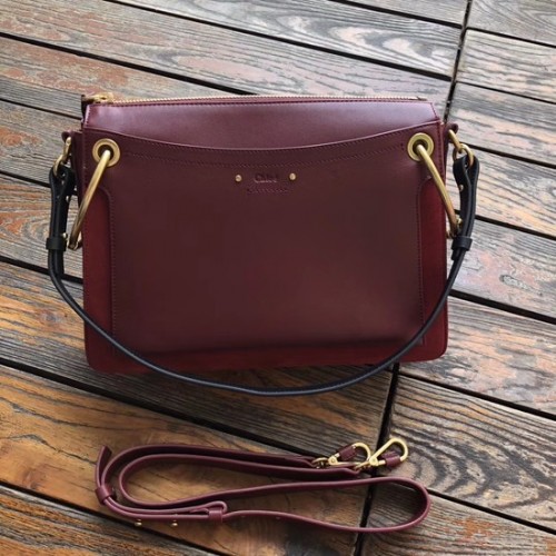CHLOE Roy petit sac à bandoulière en cuir et suède 20656 prune violet