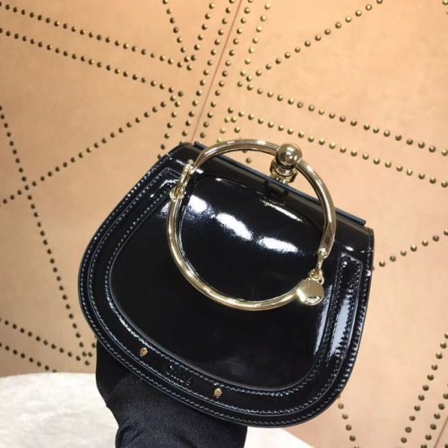 CHLOE Petit sac à bracelet en cuir verni Nil 3E1302 noir