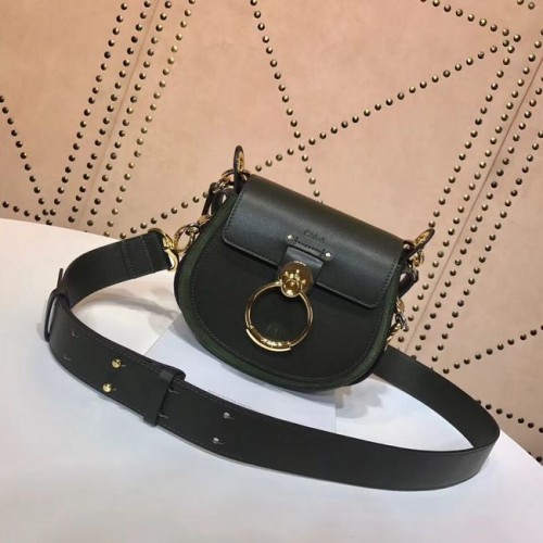 CHLOE Tess Petit sac à bandoulière en cuir 3E153 Vert noirâtre