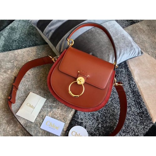 CHLOE Sac bandoulière en cuir et daim Tess 3S152 marron