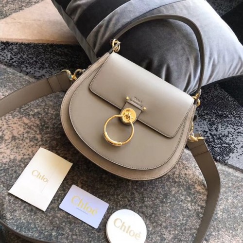CHLOE Sac bandoulière en cuir et daim Tess 3S152 gris