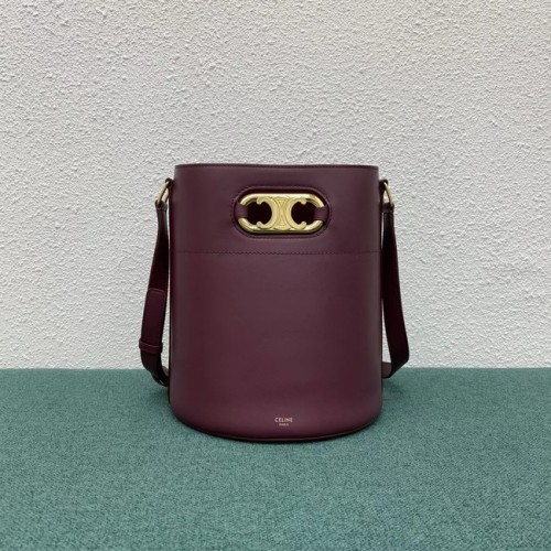 Celine SAC SEAU EN CUIR DE VEAU BRILLANT 193043 Bordeaux