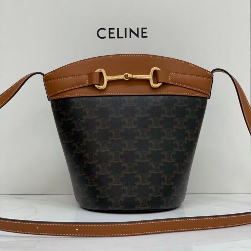 SAC SEAU Celine EN CUIR DE VEAU BRILLANT CR92072 Café
