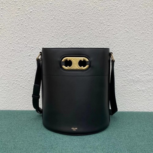 Celine SAC SEAU EN CUIR DE VEAU BRILLANT 193043 noir