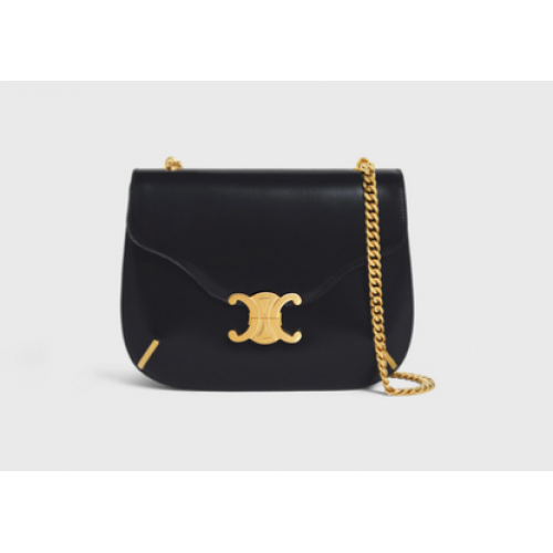 Celine CHAINE BESACE TRIOMPHE EN CUIR DE VEAU BRILLANT 199273 NOIR