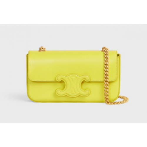 Celine SAC BANDOULIÈRE CHAÎNE TRIOMPHE EN CUIR DE VEAU BRILLANT 199243 ANIS