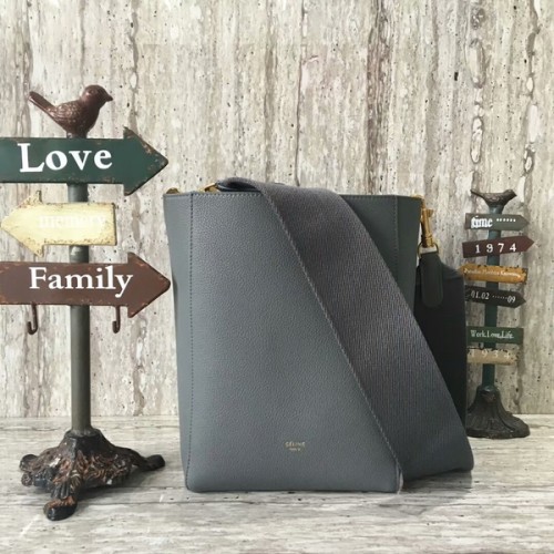 Celine Cabas Phantom Bags Cuir Motif Lichee 77426 Gris