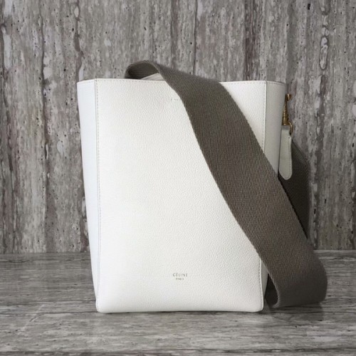 Celine Cabas Phantom Bags Cuir Motif Litchi 77426 Blanc
