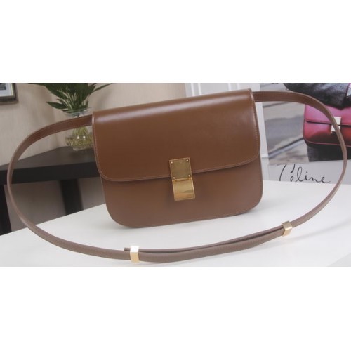 Celine Classic Box Flap Bag Cuir de veau C3369 Marron