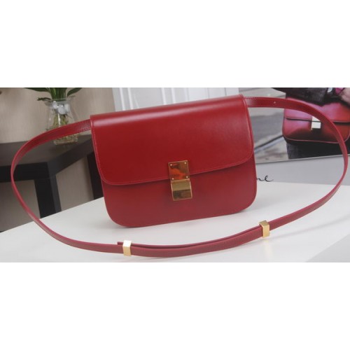 Celine Classic Box Flap Bag Cuir de veau C3369 Rouge