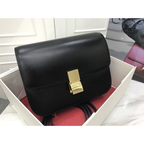 Celine Classic Box Flap Bag Cuir de veau d'origine 3378 Noir