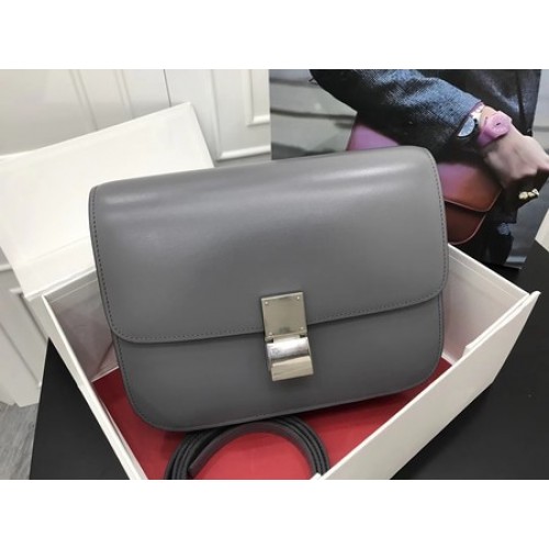 Celine Classic Box Flap Bag Original Cuir de Veau 3378 Gris