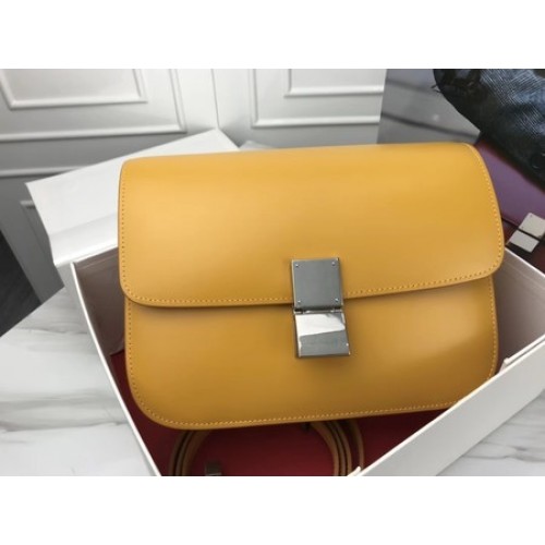 Celine Classic Box Flap Bag Original Cuir de Veau 3378 Jaune