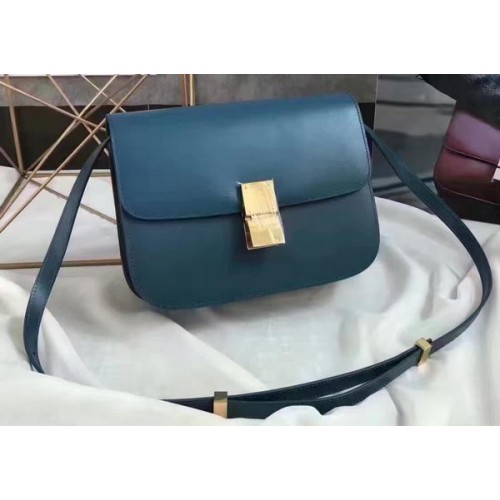 Celine Classic Box Flap Bag Cuir Lisse C20447 Bleu