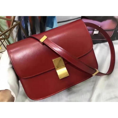 Celine Classic Box Flap Bag Cuir Lisse C20447 Rouge