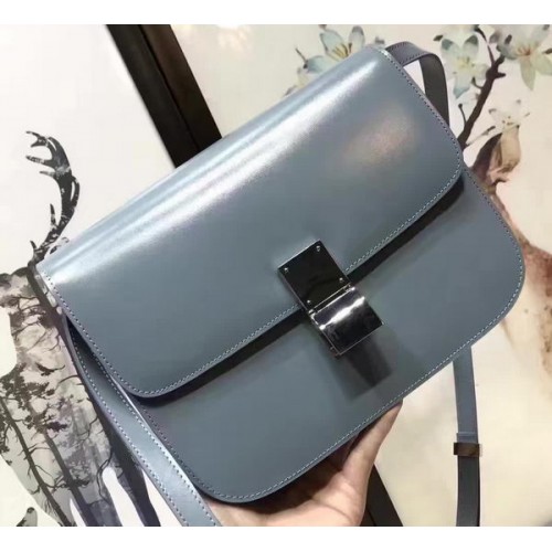 Celine Classic Box Flap Bag Cuir Lisse C20447 Bleu Ciel