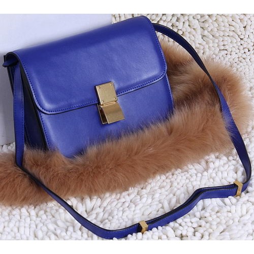 Celine Classic Box Petit Sac à Rabat Cuir de Veau C88007T Bleu