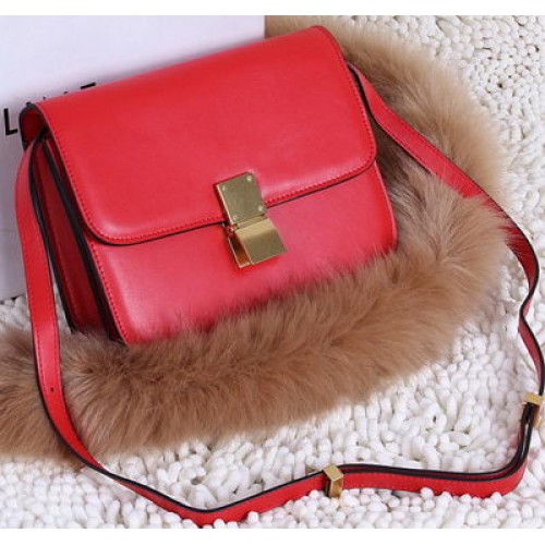 Celine Classic Box Petit Sac à Rabat Cuir de Veau C88007T Rouge