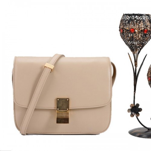 Celine Classic Box Petit Sac à Rabat Cuir Lisse 11042 Abricot