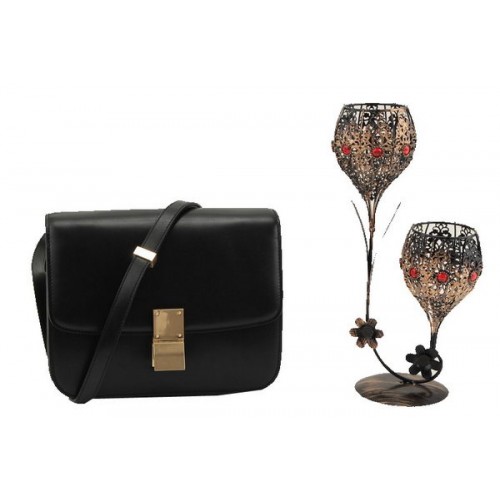 Celine Classic Box Petit Sac à Rabat Cuir Lisse 11042 Noir