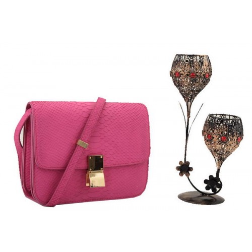 Celine Classic Box Petit Sac à Rabat Cuir Lisse 11042 Pêche