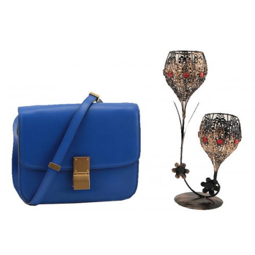 Celine Classic Box Petit Sac à Rabat Cuir Lisse 11042 Royal