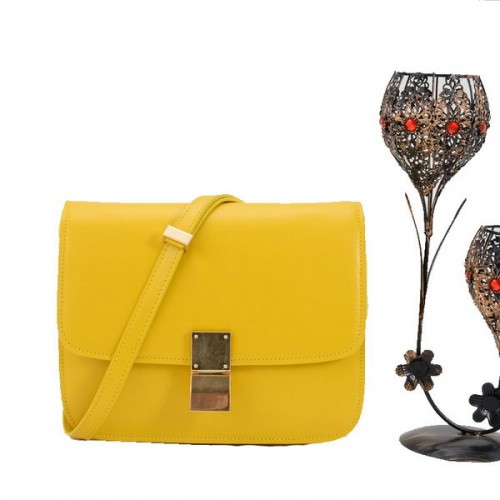 Celine Classic Box Petit Sac à Rabat Cuir Lisse 11042 Jaune