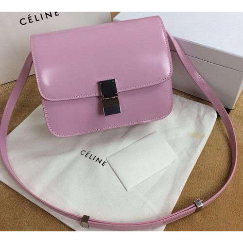 Celine Classic Box Petit Sac à Rabat Cuir Lisse C11042 Rose Clair