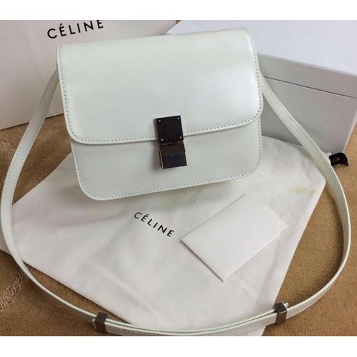 Celine Classic Box Petit Sac à Rabat Cuir Lisse C11042 OffWhite