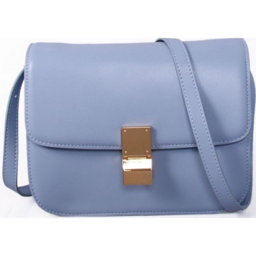 Celine Classic Box Petit Sac à Rabat Cuir Lisse C88007C Bleu Ciel